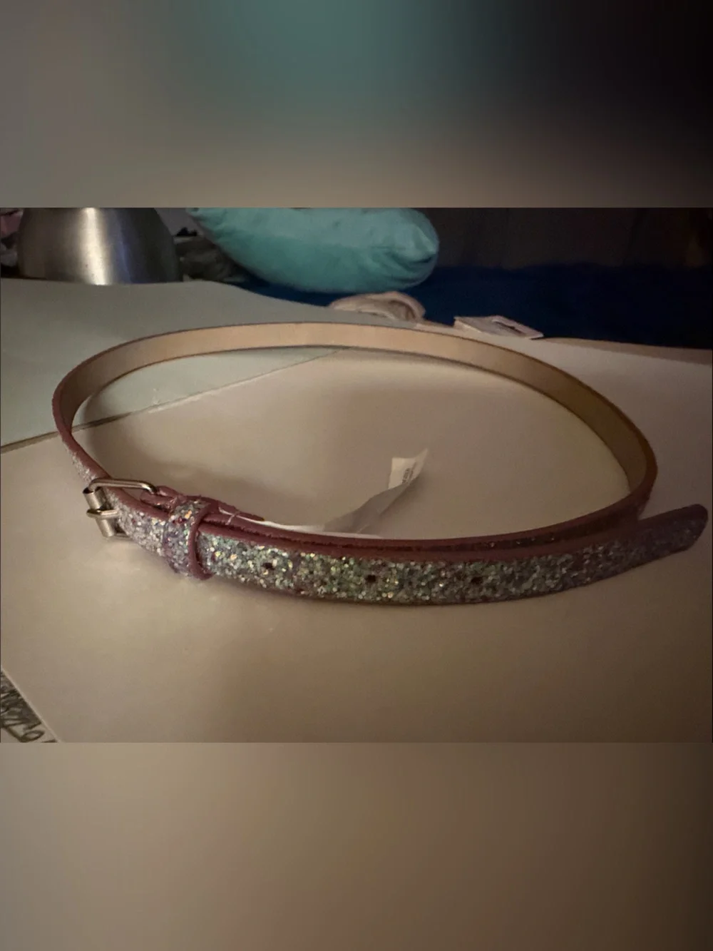 Target Pink Double-Strand Faux Leather Headband with Sparkle Bead